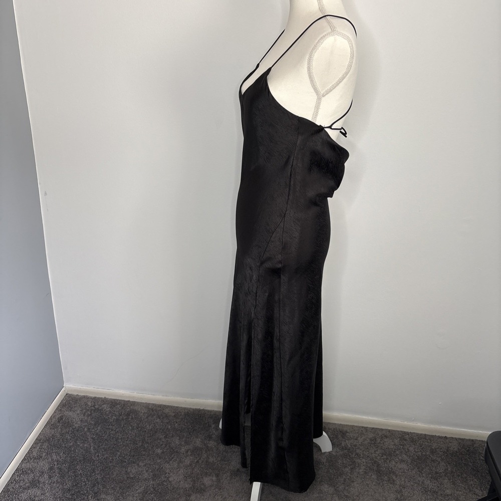 Adika Womens Satin Maxi Slip Dress Small Black Dark Fairy Whimsigoth Witchy - Picture 5 of 10